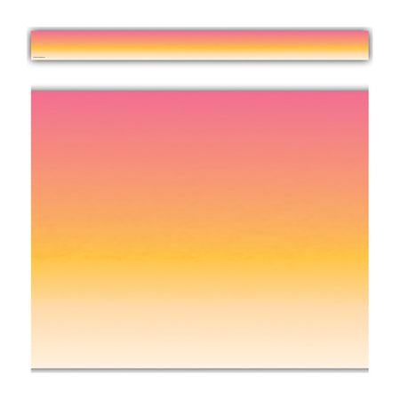 Pink and Orange Color Wash Straight Border Trim, 35 Feet