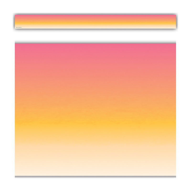 Pink and Orange Color Wash Straight Border Trim, 35 Feet