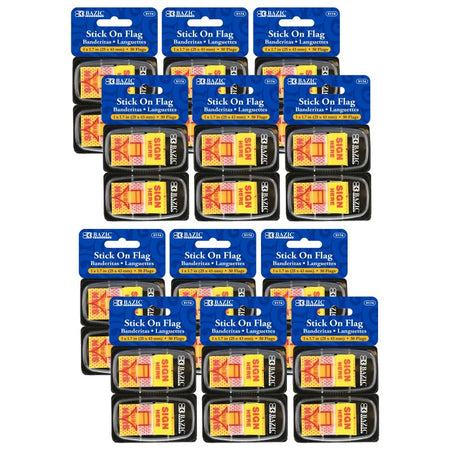 Yellow Color Printed Sign Here Flags with Dispenser, 50 Per Pack, 12 Packs