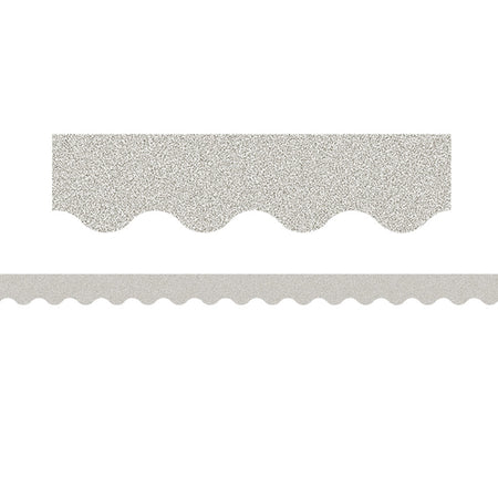Silver Glitz Scalloped Border Trim, 35 Feet