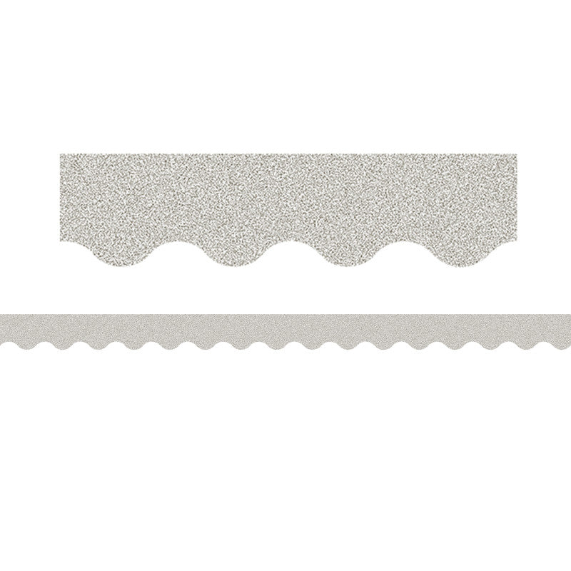 Silver Glitz Scalloped Border Trim, 35 Feet