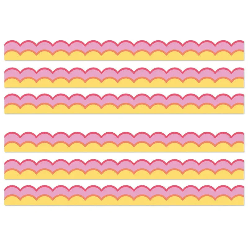 Happily Ever Elementary Retro Remix Warm Waves Scalloped Bulletin Board Borders, 39 Feeet Per Pack, 6 Packs