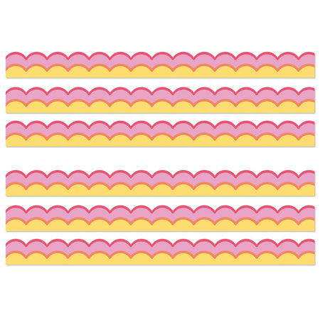 Happily Ever Elementary Retro Remix Warm Waves Scalloped Bulletin Board Borders, 39 Feeet Per Pack, 6 Packs