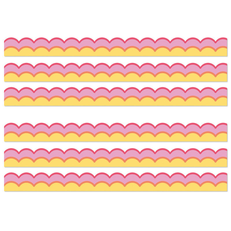 Happily Ever Elementary Retro Remix Warm Waves Scalloped Bulletin Board Borders, 39 Feeet Per Pack, 6 Packs