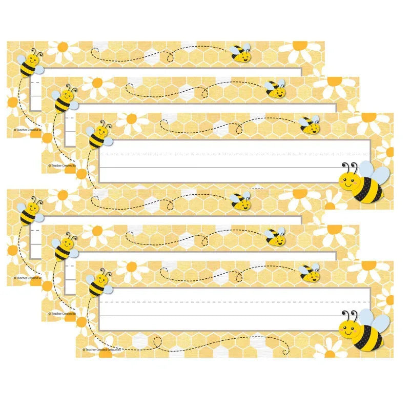 Buzzing Bees Flat Name Plates, 36 Per Pack, 6 Packs