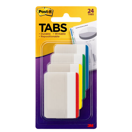 Post-it&reg; Tabs, Assorted Primary Colors, Pack of 24