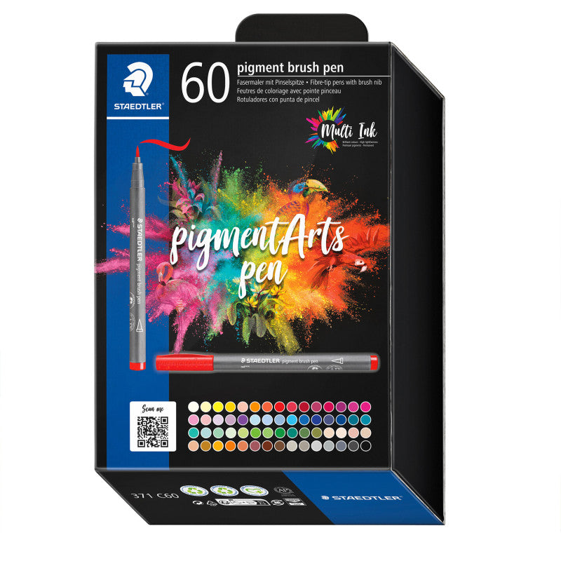 Pigment Arts Brush Pens, Assorted Colors, Set of 60