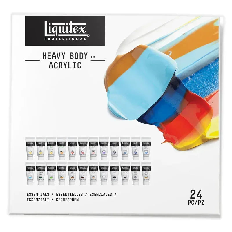Professional Heavy Body Acrylic Paint, Essential Colors, 22 mL, Set of 24
