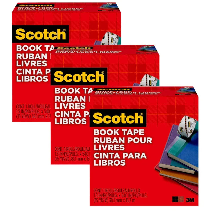 Book Tape, 1-1/2 in x 15 yd Per Rolls, 3 Rolls