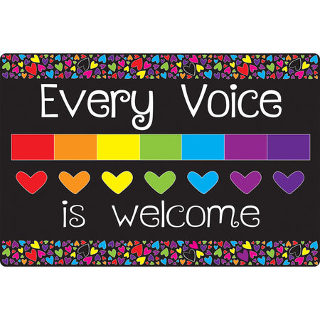 Welcome Mat with Slip Resistant Backing, 15.5" x 23.5", Every Voice Welcome Here