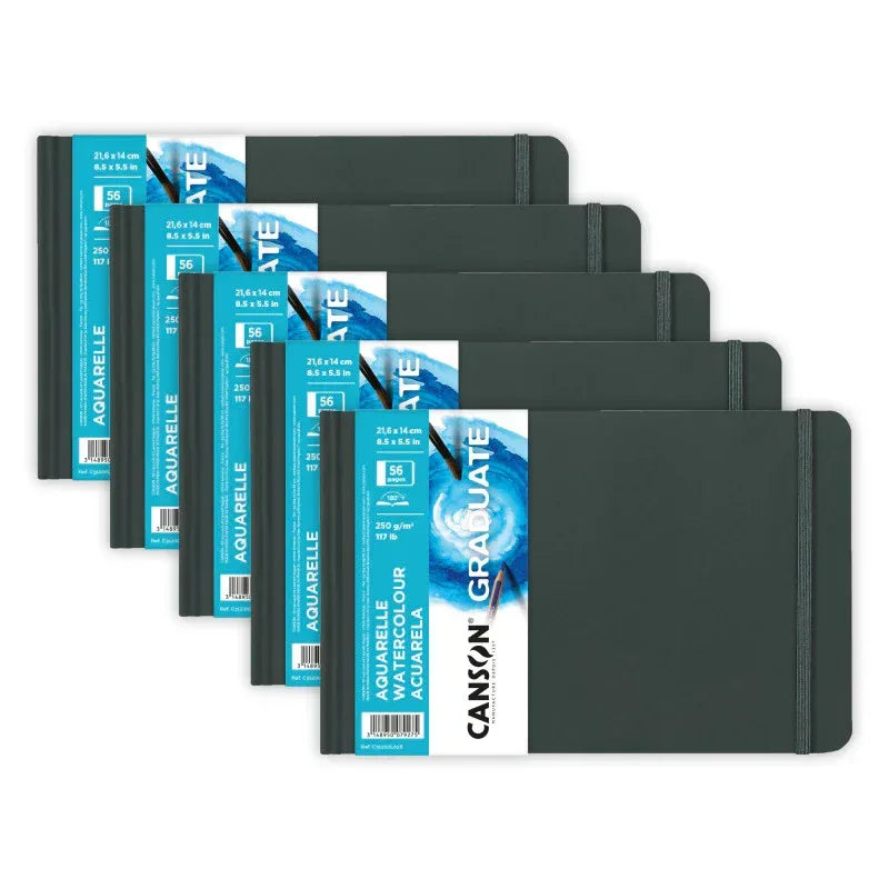Graduate Watercolor Art Book, Hard Cover Binding, 28 Sheet, 8.5x5.5 inch, Pack of 5