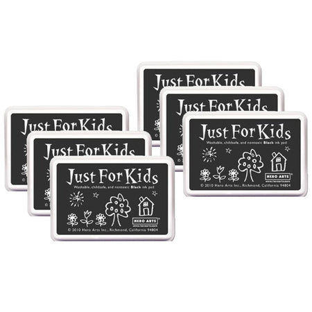 Just for Kids&reg; Ink Pad, Black, Pack of 6