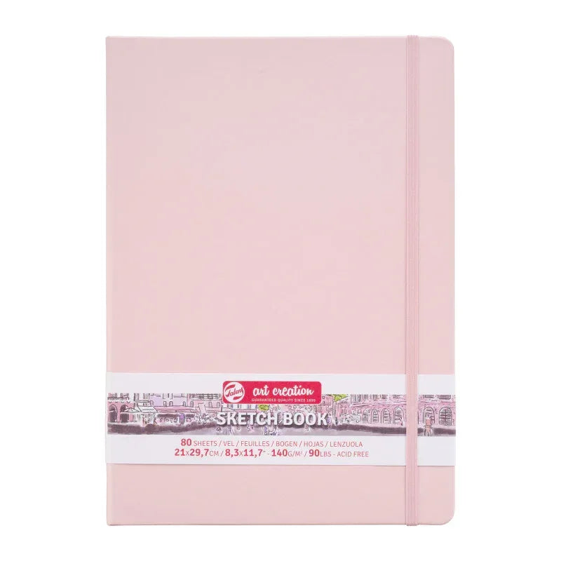 Sketchbook, 80 Sheets, 90lbs, Pastel Pink Cover, 8.3" x 11.7" (A4)