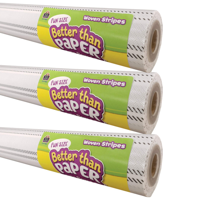 Fun Size Better Than Paper&reg; Bulletin Board Roll, 18" x 12', Woven Stripes, Pack of 3