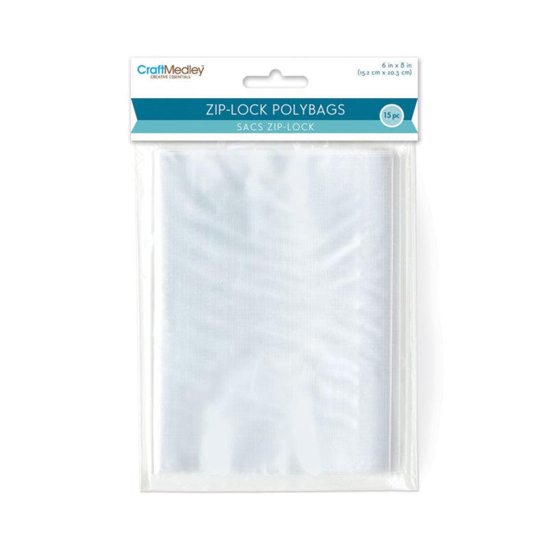 Clear Zipper-Seal Storage Bags, 6 x 8 Inches, 15 Bags