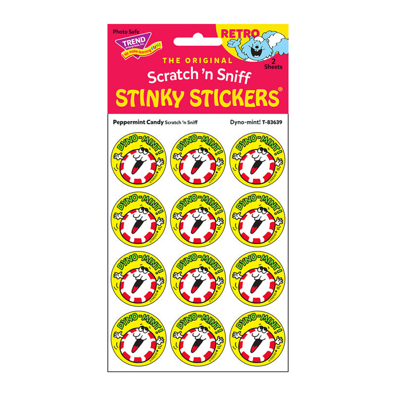 Dyno-mint!/Peppermint Candy scent Retro Scratch 'n Sniff Stinky StickersÂ®, 24 ct.