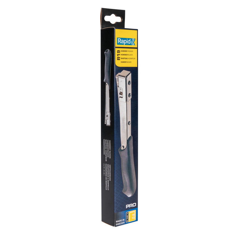 Steel Hammer Tacker Stapler, PRO R19E Series, Black
