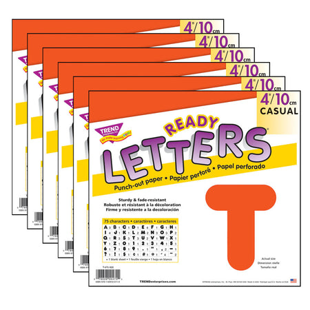 Orange 4" Casual Uppercase Ready Letters&reg;, 6 Packs