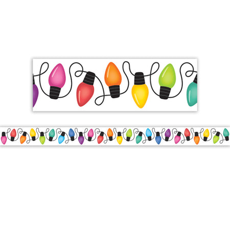 Colorful Holiday Lights Die-Cut Border Trim, 35 Feet