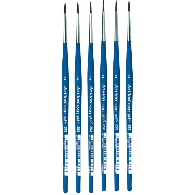 FORTE BASIC Student Brush, Synthetic, Acrylic, Round, Series 393, Size 2, Pack of 6