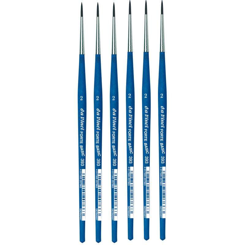 FORTE BASIC Student Brush, Synthetic, Acrylic, Round, Series 393, Size 2, Pack of 6