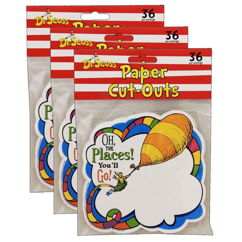 Dr. Seuss&trade; Oh The Places Paper Cut Outs, 36 Per Pack, 3 Packs