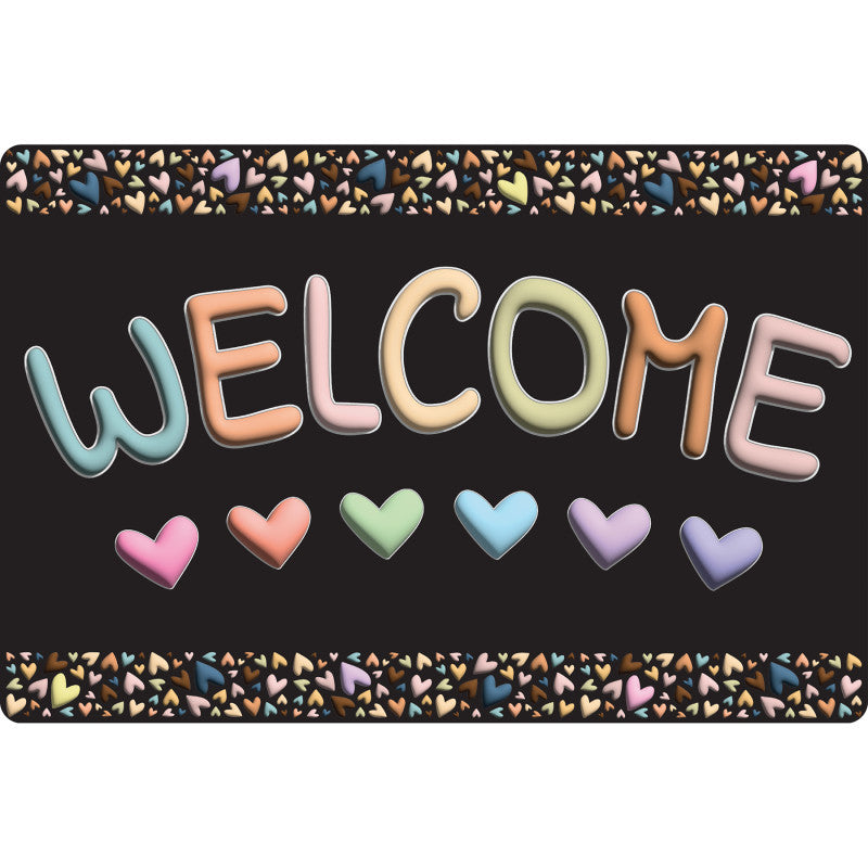 Smart Poly&trade;, The Original Fun Mat&trade;, Welcome Mat, 15.5" x 23.5", Pastel Hearts, Welcome