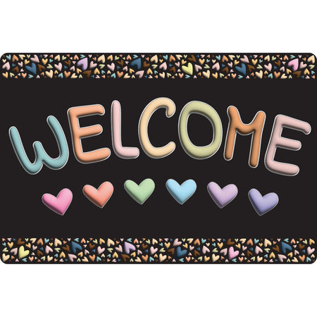 Smart Poly&trade;, The Original Fun Mat&trade;, Welcome Mat, 15.5" x 23.5", Pastel Hearts, Welcome