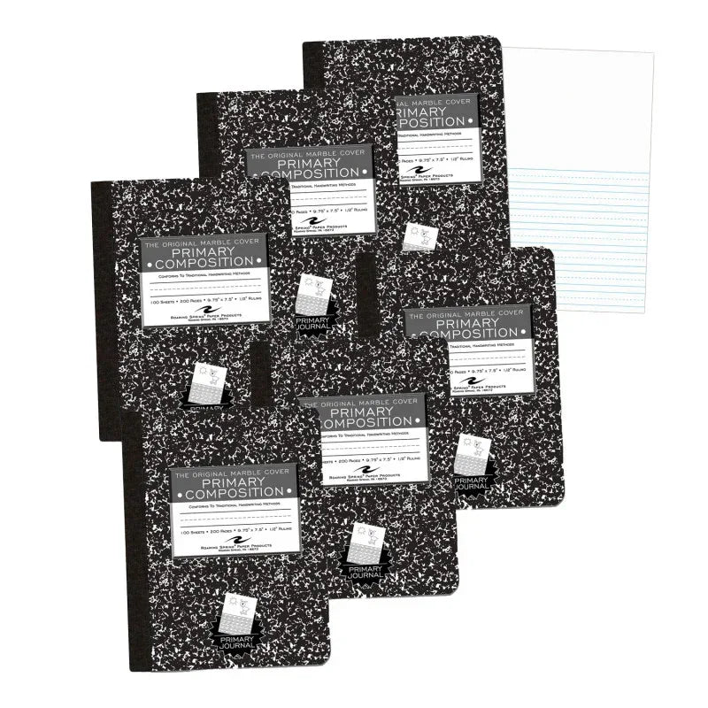 Marble Composition Book, Picture Story Ruled, Pack of 6