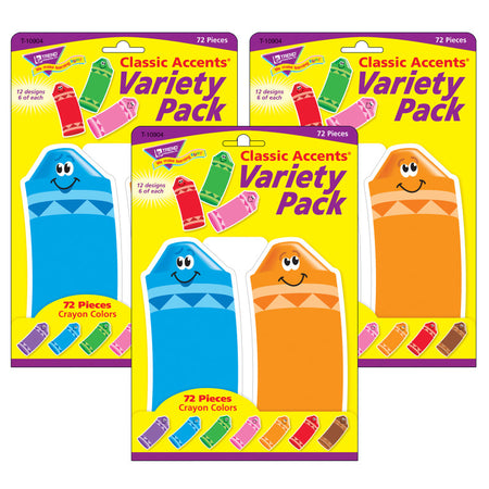 Crayon Colors Classic Accents&reg; Variety Pack, 72 Per Pack, 3 Packs