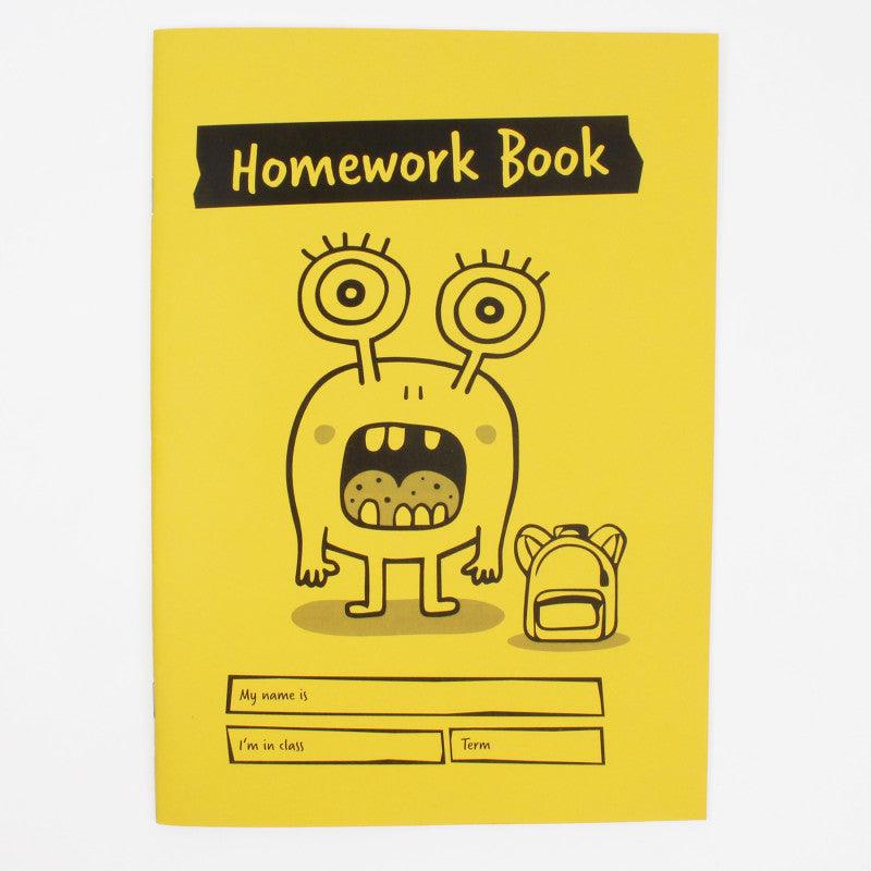 Little Monsters Homework Book, A4 Plus, 48 Pages, Alternating Lined and Plain Pages, Yellow
