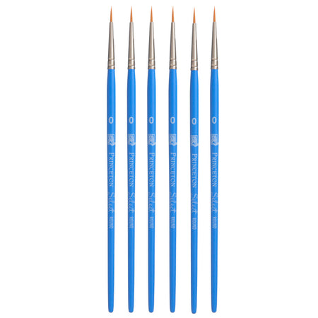 Select Artiste Round Brush, Synthetic Bristles, Short Handle Mixed Media Paintbrush, Jewel Blue, Size 0, Pack of 6