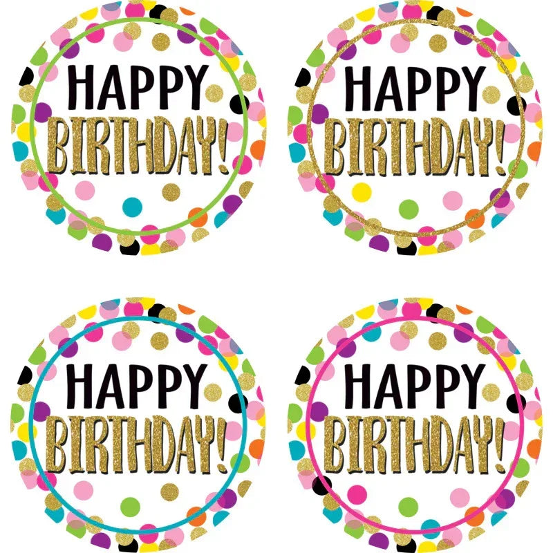 Confetti Happy Birthday Wear 'Em Badges, Pack of 32