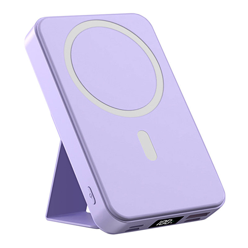 10,000mAh Magnetic Wireless Charge Power Bank with Foldable Stand, Purple