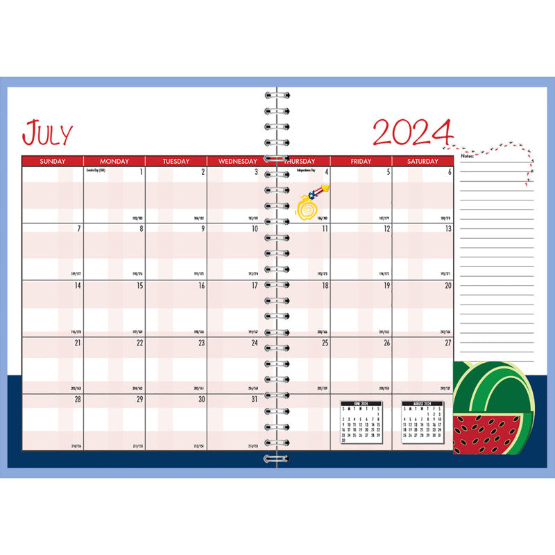 Academic Seasonal Monthly Calendar Planner, 12 Months July-June, 7" x 10"