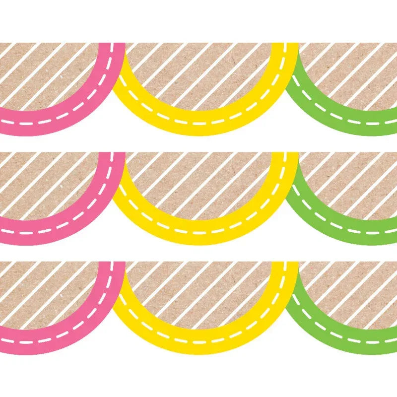 Krafty Pop Colorful Kraft Jumbo Scallops EZ Border, 48 Feet Per Pack, 3 Packs
