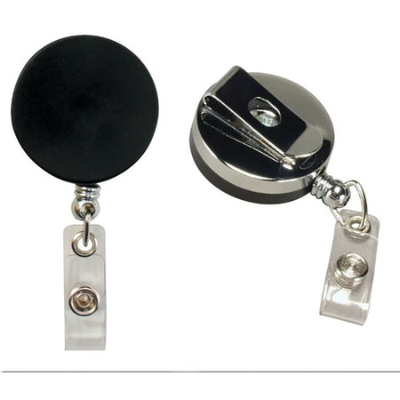 Heavy Duty Round ID Badge Reel with Belt Clip, Black