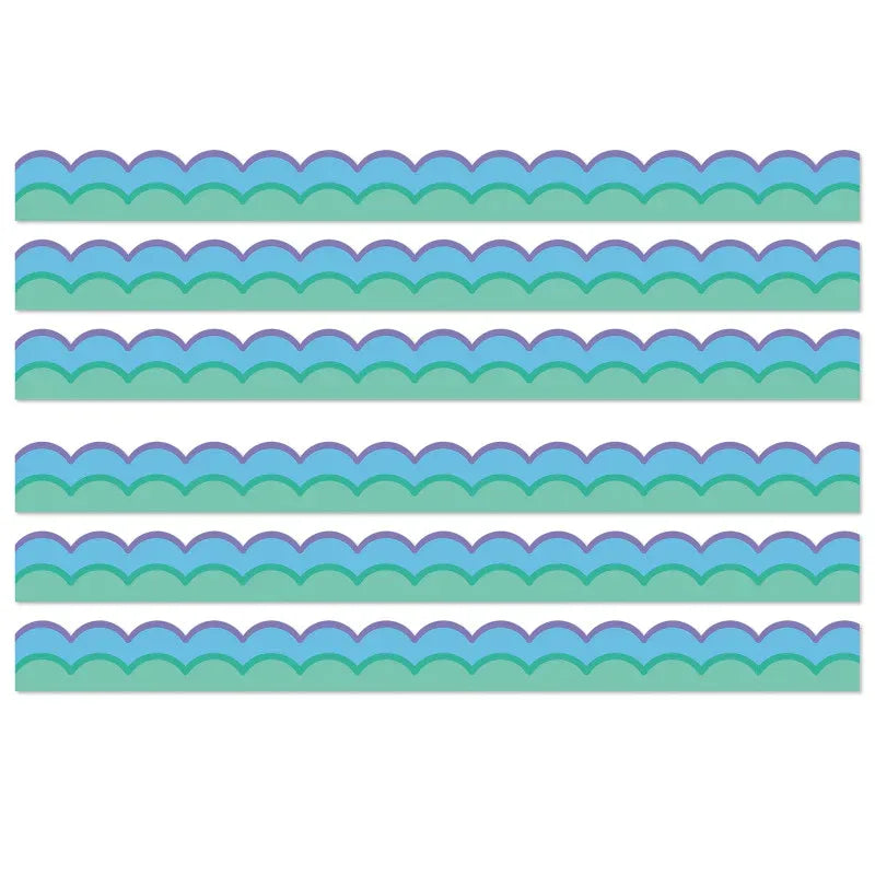 Happily Ever Elementary Retro Remix Cool Waves Scalloped Bulletin Board Borders, 39 Feeet Per Pack, 6 Packs