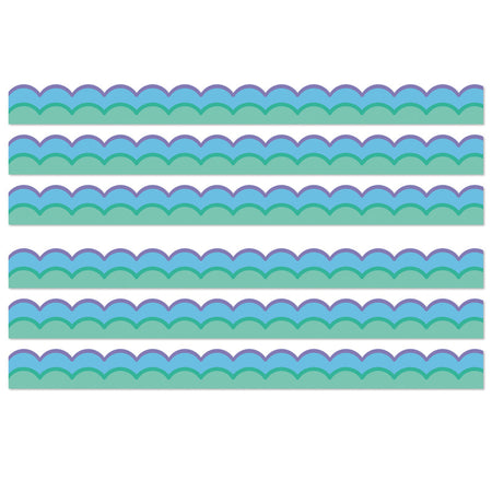 Happily Ever Elementary Retro Remix Cool Waves Scalloped Bulletin Board Borders, 39 Feeet Per Pack, 6 Packs