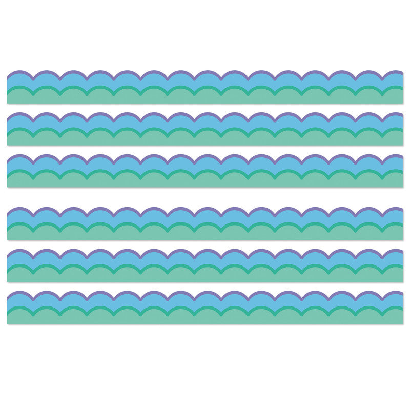 Happily Ever Elementary Retro Remix Cool Waves Scalloped Bulletin Board Borders, 39 Feeet Per Pack, 6 Packs