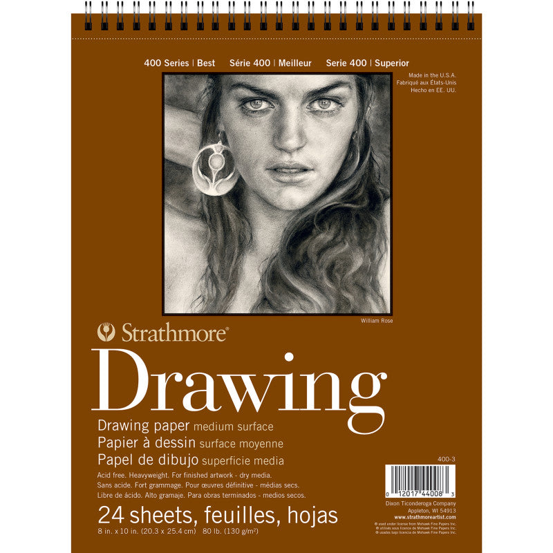 400 Series Drawing Pad, Smooth Finish, Wire Binding, 24 Sheet, 8x10 inch, 1 Count
