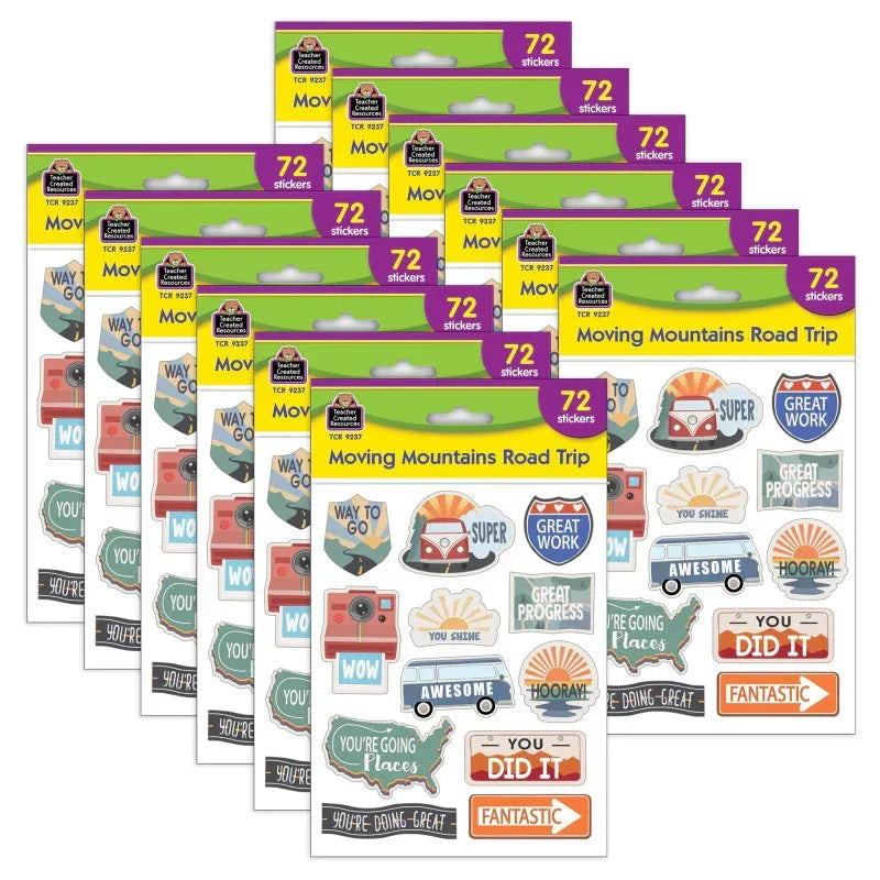 Moving Mountains Road Trip Stickers, 72 Per Pack, 12 Packs