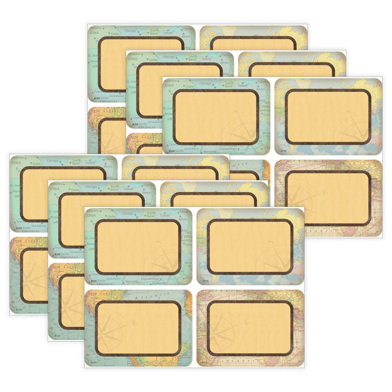Travel the Map Name Tags/Labels - Multi-Pack, 36 Per Pack, 6 Packs