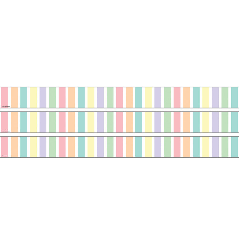 Pastel Pop Stripes Straight Rolled Border Trim, 50 Feet, 3 Rolls