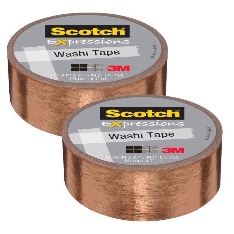 Expressions Washi Tape, .59" x 275", Copper Foil, Pack of 2