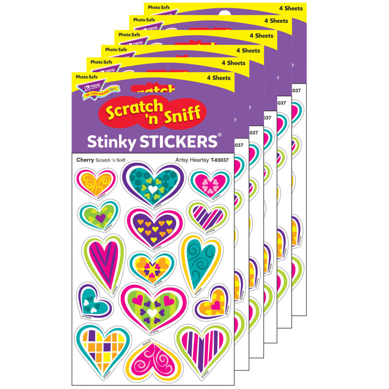 Artsy Heartsy/Cherry Mixed Shapes Stinky Stickers&reg;, 60 Per Pack, 6 Packs