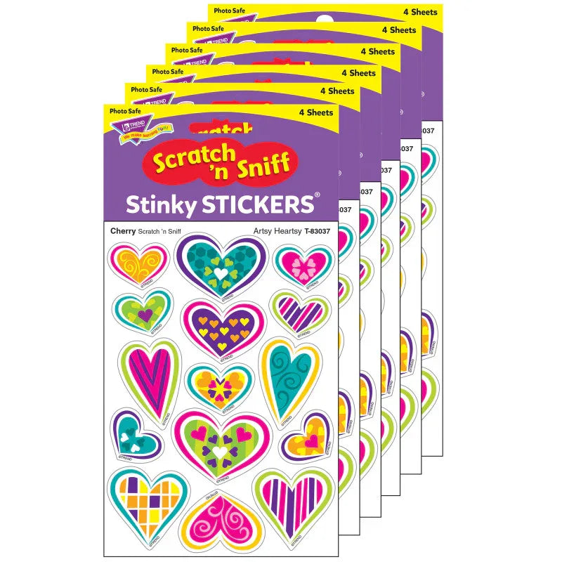 Artsy Heartsy/Cherry Mixed Shapes Stinky Stickers&reg;, 60 Per Pack, 6 Packs
