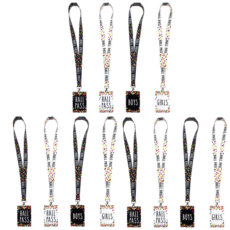 Confetti Hall Pass with Lanyard, 4 Per Pack, 3 Packs