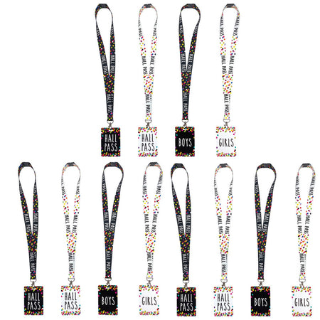 Confetti Hall Pass with Lanyard, 4 Per Pack, 3 Packs