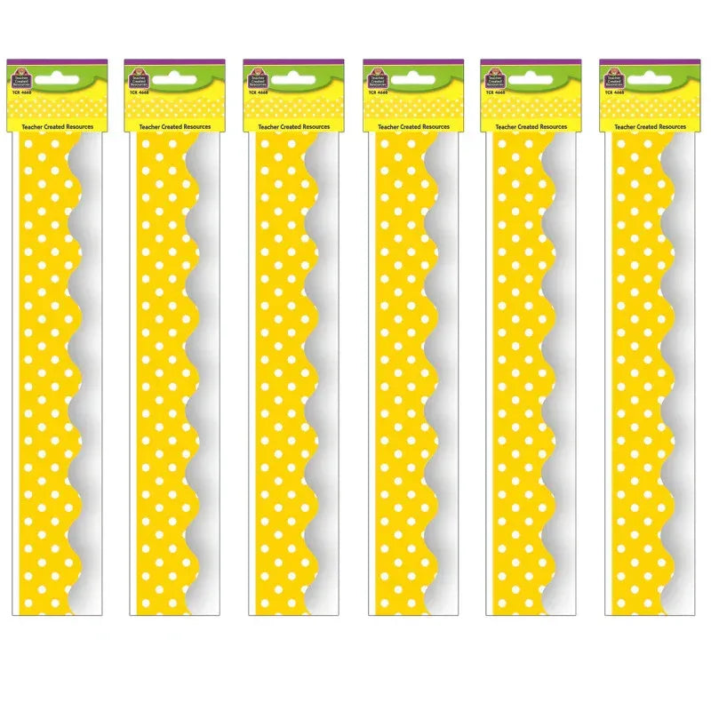 Yellow Mini Polka Dots Border Trim, 35 Feet Per Pack, 6 Packs